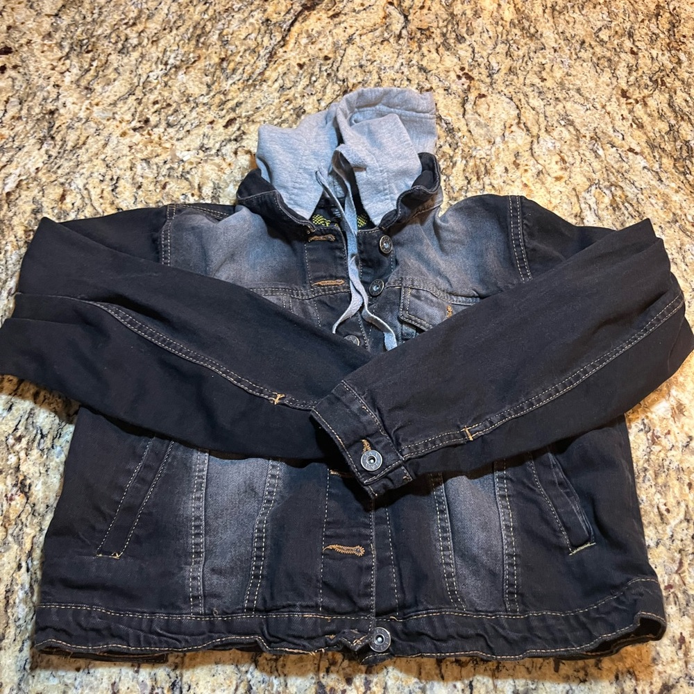 Taxi women’s Denim Jacket with Hoodie black / gray